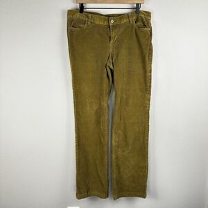 Columbia Corduroy Pants Womens 12 Olive Green Straight Leg Stretch AL8450 Good